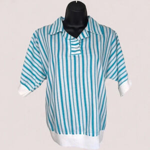 Vintage Blair Blue & White Striped Collared Top